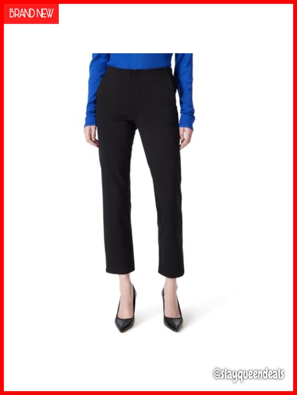 Mid Rise Straight Leg Ankle Pants Slant Pockets Hook Eye Closure